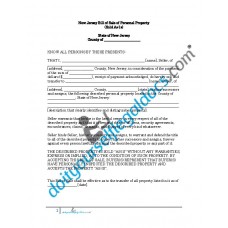 Bill of Sale of Personal Property - New Jersey (No Warranty)